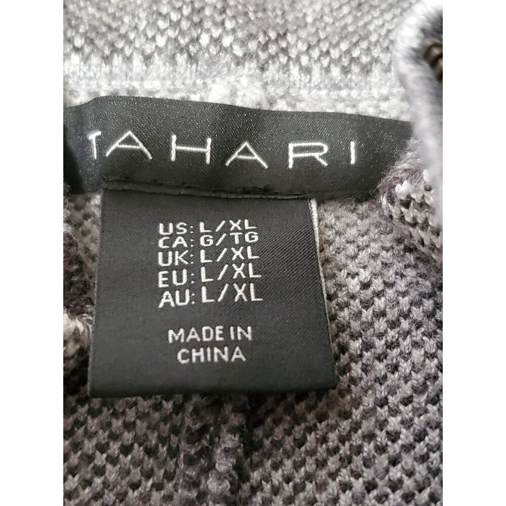 Tahari Women’s Plaid Sweater Jacket Size XL Gray Zip Front Rayon Blend - Picture 3 of 16